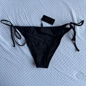 Relleciga Solid Black Bikini Bottom Tie Side Women's Size M NWT